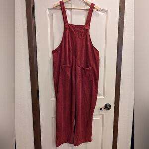 SHEIN Deep Red Corduroy Overall